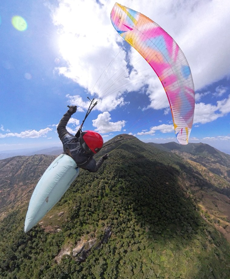 Paragliding line through alpine air
